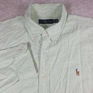 Ralph Lauren Shirt Mens 2XL Mint Green Cotton Pony Oxford Button Down Vintage